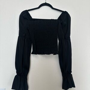 Glam Black Smocked Blouse